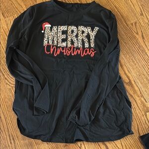 SHEIN Black Merry Christmas Top